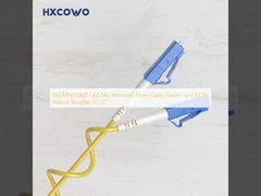 SM / MM / OM3 G657A2 سلك تصحيح الألياف البصرية المدرعة FTTH داخلي Simplex LC-LC