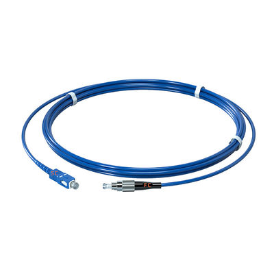 شراء FC UPC Connector Blue Single Mode Simplex FTTH Drop Cable Communication Armored Fiber Optic Patch Cord التصنيع عبر الإنترنت