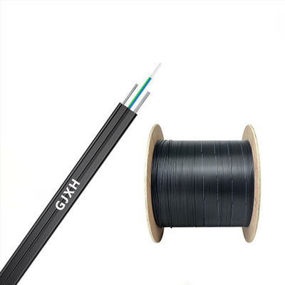 شراء Black Flat Drop Fiber Optic Cable HXCOWO GJXH G657A FTTH Flat Drop Fiber Cable التصنيع عبر الإنترنت