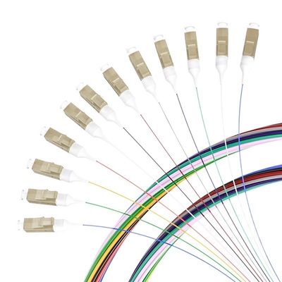 شراء أطوال مخصصة 12 نواة LC / APC SingleMode Fiber Optic Pigtail للاتصال FTTN تصنيع عبر الإنترنت
