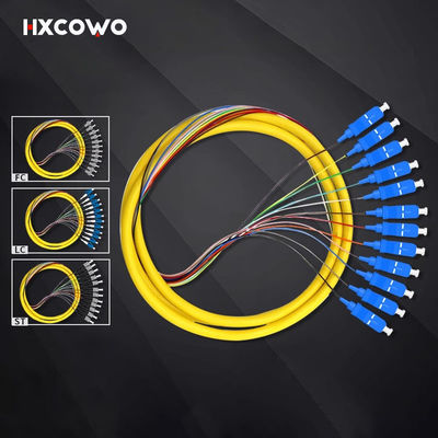 شراء HXCOWO FTTN أسلاك التوصيل المصنوعة من الألياف 12 النوى SC LC ضفيرة ST FC UPC/APC MM 50/125 62.5/125 تصنيع عبر الإنترنت