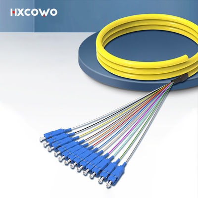 شراء HXCOWO SC Fanout SM 12 Core Fiber Optic Bundle Pigtail PVC LSZH Wavelength 850nm/1310nm/1550nm التصنيع عبر الإنترنت