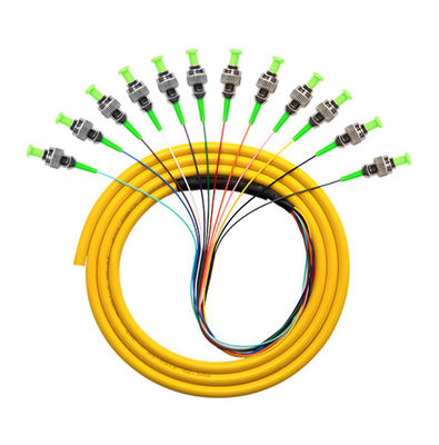 شراء PVC LSZH HXCOWO ST APC Connector SM MM 12 Core 1M Or Customized Length Fiber Optic Pigtail التصنيع عبر الإنترنت