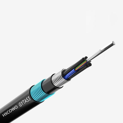 شراء HXCOWO GYTA53 48 Core G652D PE Underground Armored Fiber Optic Cable with LSOH Jacket التصنيع عبر الإنترنت