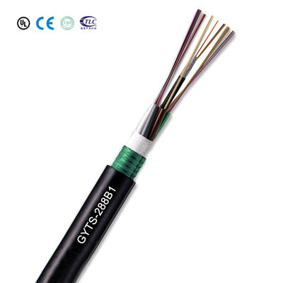 شراء G655 GYTS كابل ألياف ضوئية مدرعة في الهواء الطلق مع ITU G652D و G657A أنبوب فضفاض متماسك للأداء العالي تصنيع عبر الإنترنت