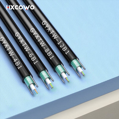 12 قلب G657A G652D GYXTW كابل هوائي خارجي سلك فولاذي FTTH كابل ألياف ضوئية مدرعة